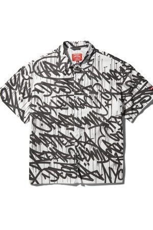 GRAFFITI SHORT SLEEVE BUTTON FRONT SHIRT