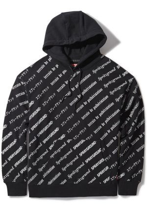 SG LOGO REPEAT HOODIE PULLOVER BLACK