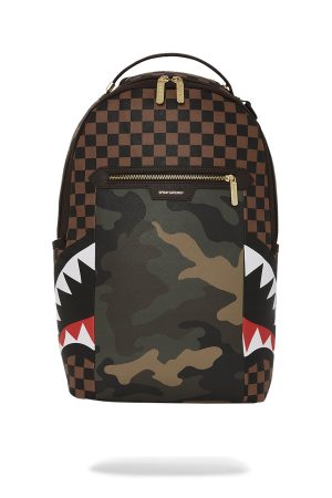 EXTERIOR GOLD ZIP POCKET SHARKS IN PARIS BACKPACK (DLXV)